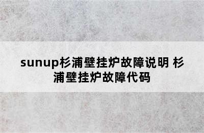 sunup杉浦壁挂炉故障说明 杉浦壁挂炉故障代码